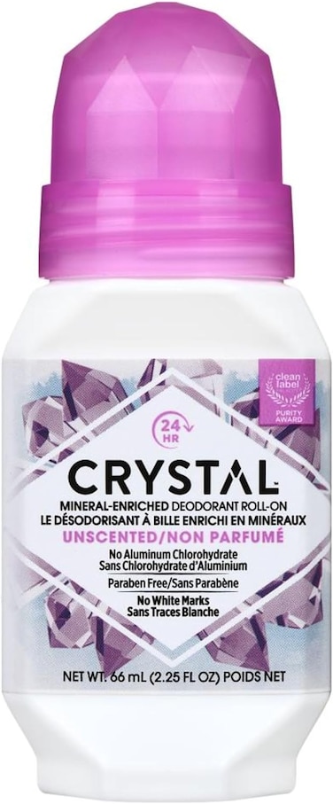 Crystal Essence Mineral Body Deodorant Roll-On, Unscented 2.25 oz