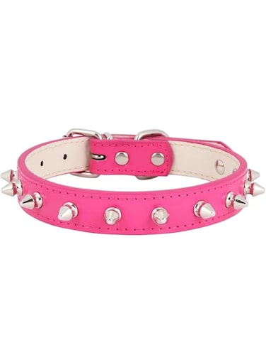 Dog Collar with Spikes,Rivet Dog Collar, Leather Spiked Studded Dog Pet Collars for Small Medium Large Dogs (Rose red, M)