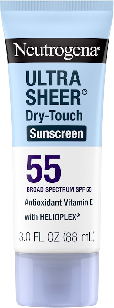 Neutrogena Ultra Sheer Dry-Touch Sunscreen Lotion, Broad Spectrum SPF 55 UVA/UVB Protection, Oxybenzone-Free, Light, Water Resistant, Non-Comedogenic &amp; Non-Greasy, Travel Size, 3 fl. oz