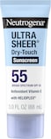 Neutrogena Ultra Sheer Dry-Touch Sunscreen Lotion, Broad Spectrum SPF 55 UVA/UVB Protection, Oxybenzone-Free, Light, Water Resistant, Non-Comedogenic &amp; Non-Greasy, Travel Size, 3 fl. oz