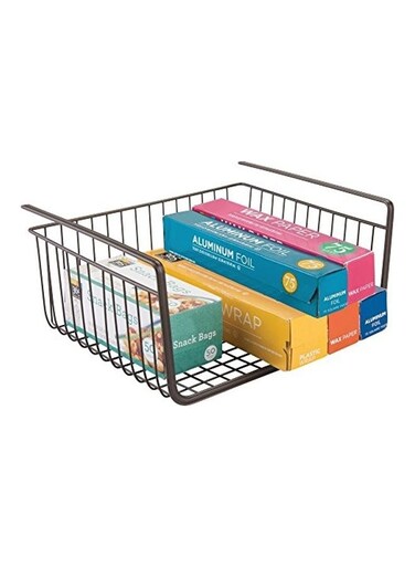 Metal Under Shelf Storage Basket Silver 12.5x6x10inch