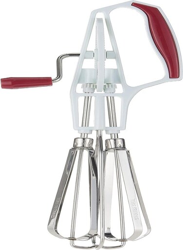 Metaltex Rotary Whisk Stainless Steel Mechanical Hand Held Food Mixer Rotary Egg Beater - Size: 25 Cm