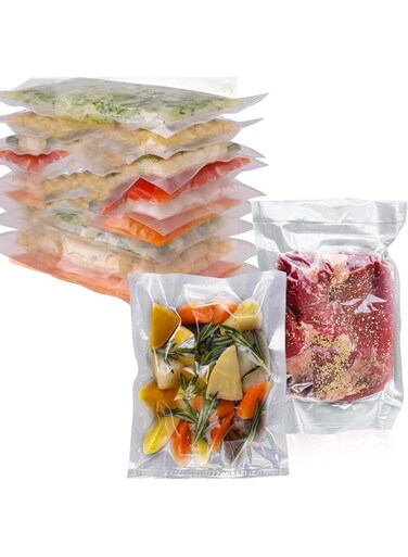 NALACAL Vacuum Sealer Bags, 100 Bags Pre-Cut Embossed Vacuum Bags, BPA Free Vacuum Seal Bags, Universal Design Pre-Cut Bag, for Sous Vide, Food Freezer Storage, Food Prep, Pint Size, Clear (6x10 in.)