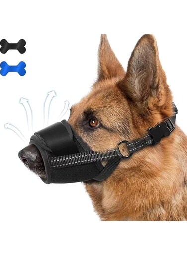 Dog Muzzle Soft Air Mesh Dog Muzzle for Large Dogs, Adjustable Pet Muzzle for Small Medium Dogs to Drink Freely (Black, XXL)