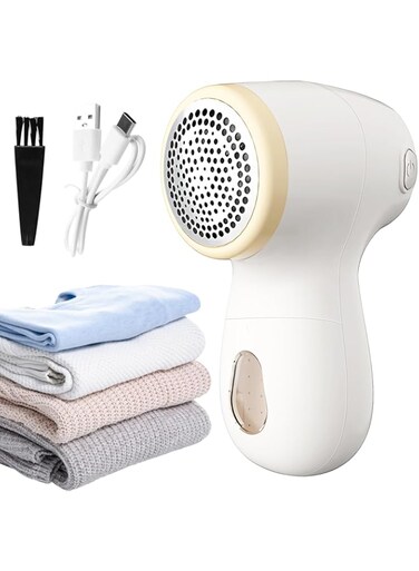 Cxqbsmy Lint Shaver, Rechargeable 2 in 1 Home Lint Remover with 6 Leaf Blades and Digital LED Display, Portable Electric Fabric Shaver with 3 Speeds for Clothes,Furniture, Couch, Blanket(Cream Color)