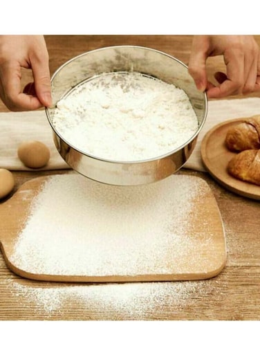 Stainless Steel Round Flour Strainer Silver 19cm