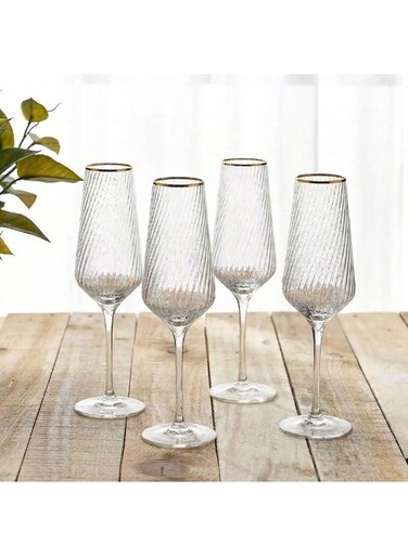 HOME Rakle Flute Glass Set 4Pc 180ml Footed Drink Glasses