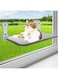 Cordless Cat Window Perch, Foldable Cat Hammock for Window with Suction Cups, Washable Cover, Window Mounted Cat Bed for Indoor Cats, Gray