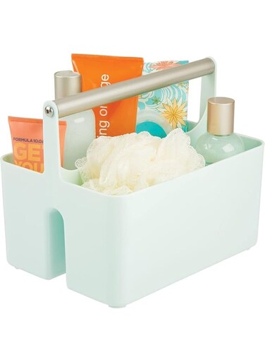 4basix Shower Caddy for Bathroom for Cosmetics with Metal Handle, Cosmetics Storage Organiser, Blue/Matte Silver