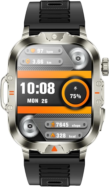 Blaktron Storm S2 Smartwatch - 2.01" HD Display, Long Battery Life, BT Calling, Water Resistant, Heart Rate, Sleep Tracking, 100+ Sports, SPO2, AI Voice, Rugged (Star Gold)- International Version