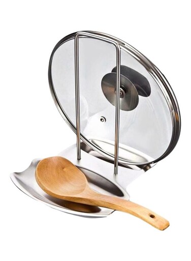 Stainless Steel Lid And Spoon Stand Silver