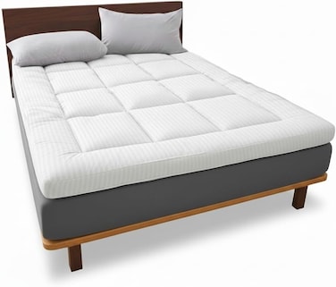 Ultra Soft Mattress Topper 500 GSM   Luxury Microfiber Bed Topper with Elastic Corner Straps   Extra Plush Fiber Filled Mattress Pad for Back Pain Relief &amp; Hotel Comfort (Queen (150x200 cm))