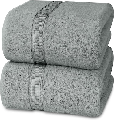 Cozy Home Premium Bath Towels - Luxury Hotel Quality 600 GSM 100% Genuine Combed Cotton, Super Soft &amp; Absorbent Family Bath Towels 70x140 cm Perfect for Daily Use (2 Piece Bath Towel, Cool Grey)
