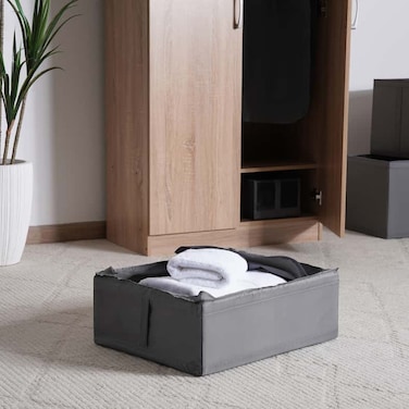 Home Ease Foldable Storage Box with Zipper 44x55x19cm - Grey