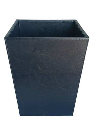 Pearl Coast Classic Leather Trash Cans Waste Paper Basket, Storage Bin for Bathroom, Kitchen, Office and High Class Hotel (BLUE) 28x18 cm