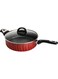 26 cm Deep Non-Stick Pan with Glass Lid   Even-Heat Aluminum   Multi-Purpose Deep Cook Pan   Heat-Resistant Handle
