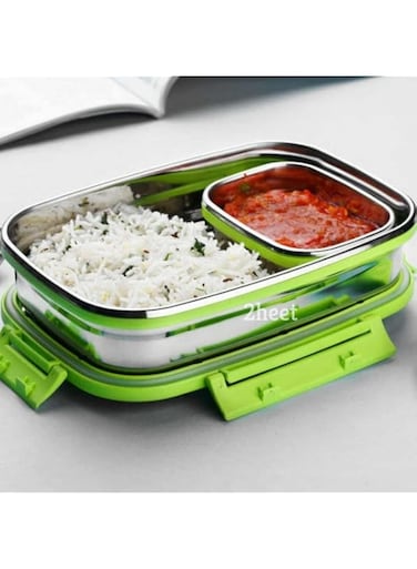 2heet Stainless Steel Lunch Box With Air Tight Spill Proof Lid, Container Insulated Tiffin Box/Lunch Box For Boys And Girls For Office/School (Green), 900 milliliter