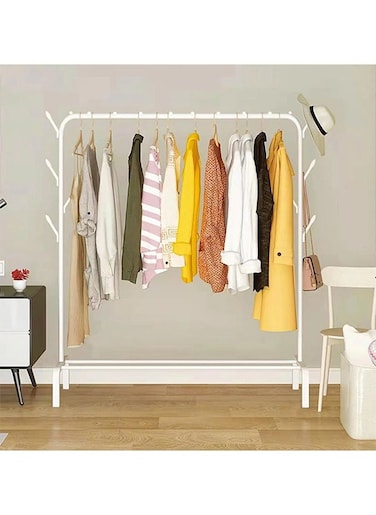 Drying Rack Floor-To-Ceiling Hanger Folding Dormitory Indoor Bedroom Household Clothes Rack, White 110 x 40 x 150cm