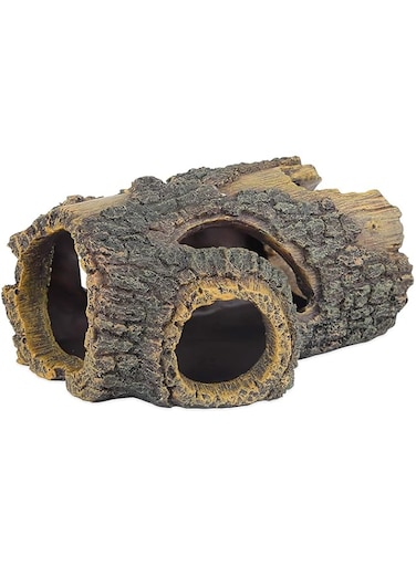 SYOSI Resin Hollow Tree Trunk Betta Log Aquarium Decorations Ornament Fish House Cave Wood House Decor for Small and Medium Fish Tank