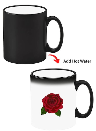 Color Changing Heat Sensitive Ceramic Mug, Image Revealed When HOT Liquid is Added! Rose 1