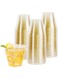 JOWILIN Disposable Plastic Cups, 50 Pack 9 oz Clear Plastic Cups with Gold Glitter, Reusable and BPA-Free Hard Plastic Tumblers for Wedding Cups, Elegant Party Cups, Holidays