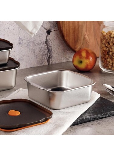 Home Edzel Stainless Steel Square Lunch Box 700Ml -Chrome