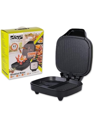 DSP Multi-Functional Electric Breakfast Maker with 1200W Power, Non-Stick Cooking Plate, Perfect for Grilling, Panfrying, and More, KC 1239