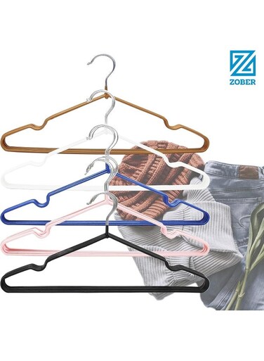 6 Pack Metal Hanger Pvc Coated For Shirt, Coat, Trousers Strong, Non Slip &amp; Space Saving Rubber Coated, clothes hanger 40 cm