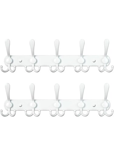 Strayelf 2 pack Coat Hooks,Coat Hooks Wall Mounted (White)