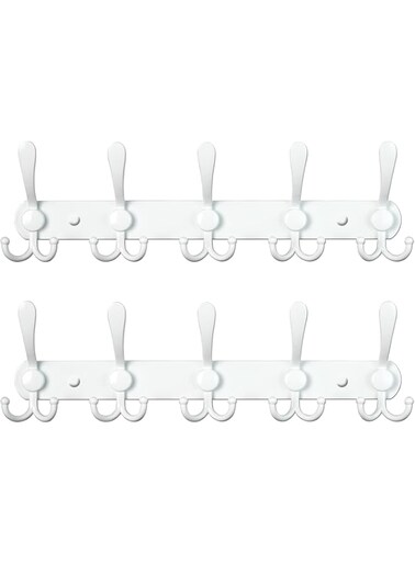 Strayelf 2 pack Coat Hooks,Coat Hooks Wall Mounted (White)