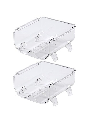 Modern Plastic Stackable Water Bottle Holder Stand Bin - Storage Organizer for Kitchen Countertop Organization, Pantry, Fridge, Freezer - Each Rack Holds 2 Containers, 2 Pack - Clear