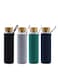 Blue Glass Water Bottles, crystal clear glass bottle with cover, Natural BPA Free Eco Friendly, Reusable 600ml Water Bottle for water Juicing   Wide Mouth Liquid Storage Containers for Refrigerat