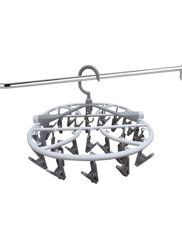 ECASA&trade; Foldable Drying Laundry Hanger with clips, Drying Rack with 32 clips Each, Laundry Clips and Drip Drying Hangers for Socks, Underwear, Towel, Scarfs And Bras (Assorted Color)