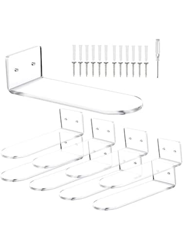 Floating Shoe Shelves for Closet Wall Set of 8, Floating Shoe Display Clear Acrylic Sneaker Shelves to Show Top Shoes and Sneaker Collection, Includes Shelves Shoe Organizers with Cross Screws