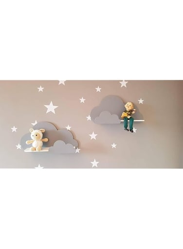 Bpa Cloud Wall Shelves Set 2-Pieces, 40 cm x 21 cm Size, Grey