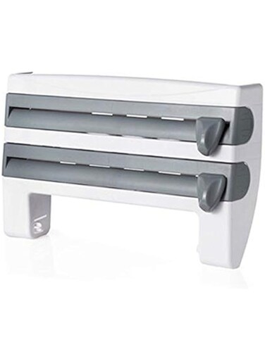 YWH-WH Kitchen Organizer Cling Film Sauce Bottle Storage Rack Tin Foil Paper Towel Holder Kitchen Shelf Plastic Wrap Cutting Tools-Gray Blue