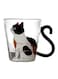 Cat Printed Tea Cup White/Black/Clear 9x5.3cm