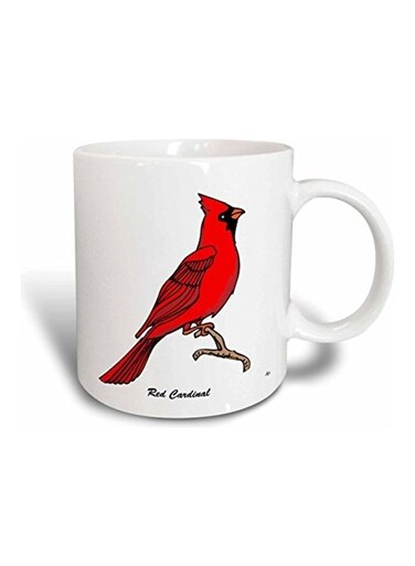 Cardinal Bird Printed Mug White/Red/Black