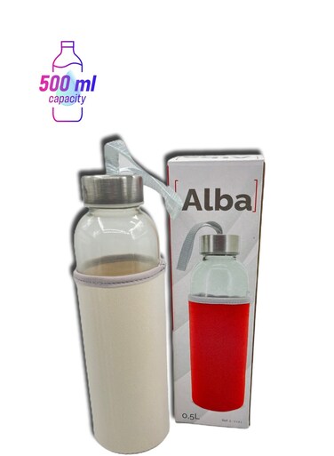 Houseware Drinking Glass Bottle White With Nylon Sleeve 500ml