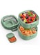 Double Layer Kid Bento Box, Removable lunch box And Stainless Steel Compartments For Children School Picnic, Leak-Proof, Bento Box With Portable And Cutlery, BPA-Free, Dishwasher Safe (Green)