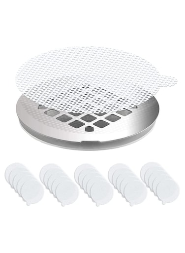 KASTWAVE Tub Drain Hair Catcher Strainer 25 PCS, Shower Drain Hair Trap, Disposable Shower Drain Hair Catcher Mesh Stickers, Easy to Install Suit for Bathroom, Bathtub, Kitchen (3.5" Regular Round)