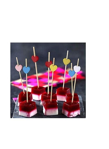 12cm Heart Craft Bamboo Cocktail Picks Fruit Food Sticks Disposable Toothpicks