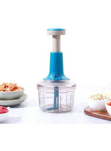 Wonderchef Glory Push Chopper &acirc;&euro;&ldquo; 800ml Vegetable &amp; Fruit Chopper with 3 Stainless Steel Blades, Anti-Slip Base, Easy-Pull Handle &acirc;&euro;&ldquo; Compact Manual Food Processor with 1-Year Warranty
