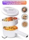 Electric Hot Pot with Steamer and Temperature Control Non-Stick Electric Skillet Frying Pan Multi-functional Mini Portable Pot for Steak Fried Rice Noodles Ramen Oatmeal and Soup 2L