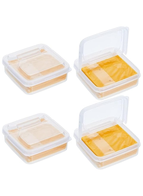 SWIUKPHE Mini Cheese Storage Containers, Food Container for Fridge Sliced Storage with Lids Refrigerator Fruit Vegetable Keep Fresh, 4 Pcs