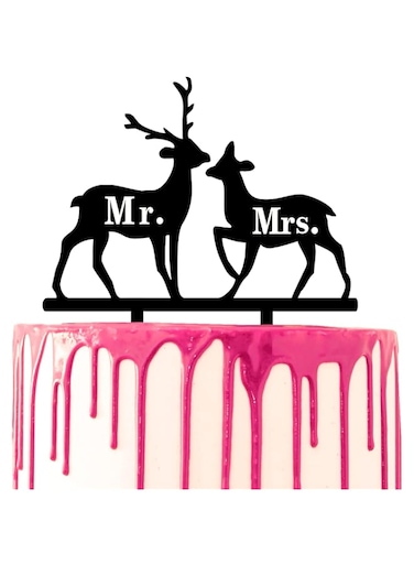 CARISPIBET Wedding Cake Topper Buck and Doe Marriage Cake Decoration Mr. &amp; Mrs. Acrylic Silhouette cake decorative