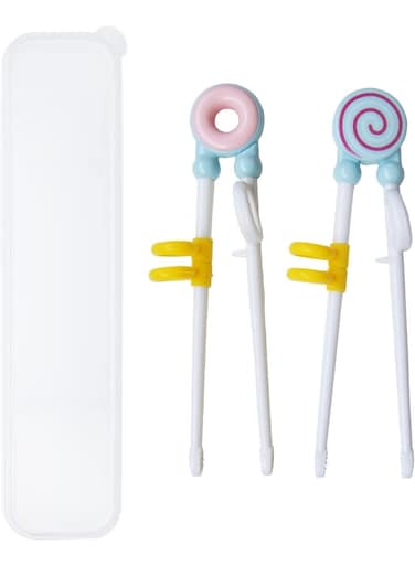 Kids Chopsticks - 2 Pairs Cute Donut Lollipop Cartoon Design Plastic Training Chopsticks for Kids Beginners, Chopstick Trainer/Helper