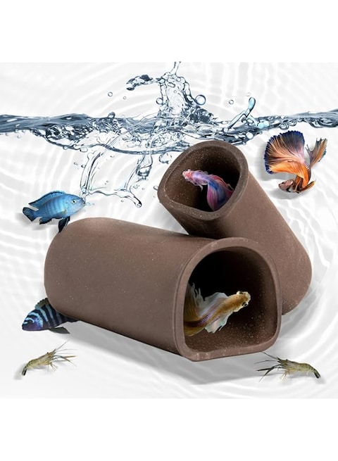 KASTWAVE 2 PCS Aquarium Decorations Cave-Pleco Cave-Fish Tank Decorations-Aquarium Rocks-Fish Accessories Bowl Cave Rocks-Betta Fish for Ornament Hideaway Pleco &amp; Rocks Betta Fish, Shrimp, Cichlids