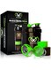 Moarka Protein Shaker Bottle - Leak Proof Protein Mixer Cup - Non-Slip Gym Protein Mixing Bottle with Supplement and Pill Storage Container (Green &amp; Black)