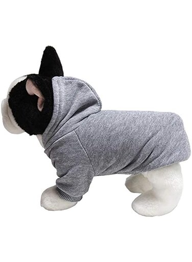 Pet Dog Hoodies Dog Clothes for Small Dogs Vest Clothes Warm Coat Jacket Autumn Puppy Outfits Cats Dogs Clothing (Grey, L)